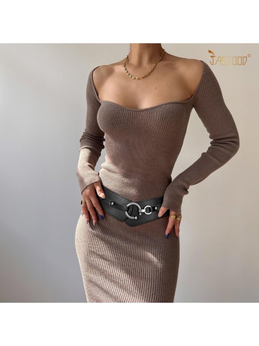 Women's Vintage Elastic Wide Stretch Belt - Retro Cinch Belt for Dresses & Coats - Picture 2 of 5